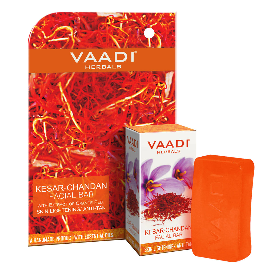 Organic Saffron Sandal Facial Bar with Orange Peel Extract