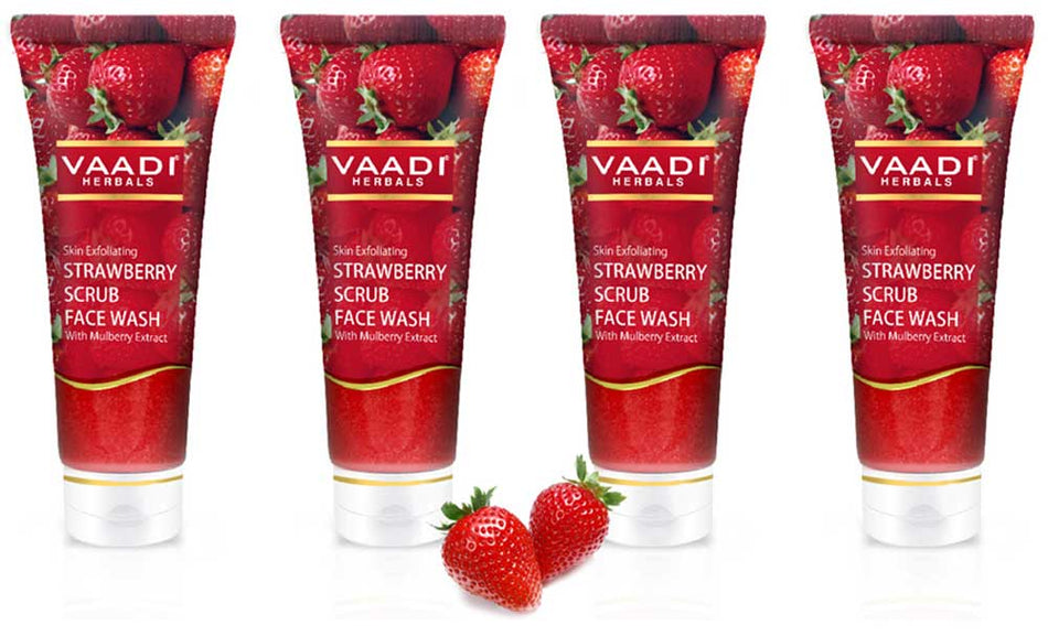 Skin Exfoliating Organic Strawberry Scrub Face Wash with Mulberry Extract