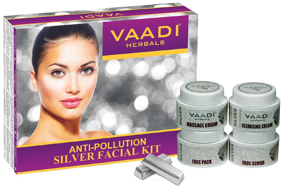 Anti Pollution Organic Silver Facial Kit with Pure Silver Dust, Rosemary and Lavender Oil, Sandalwood Paste